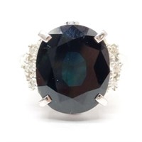 Platinum 8.00 ct Sapphire & Diamond Estate Ring