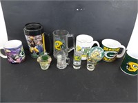 Lot of Green Bay Packers Mugs and Shot Glasses