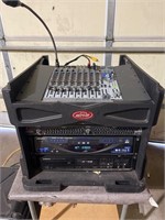 SKB case with mix board, DVD, and EQ