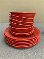 Red Fiesta  6 - Plates  2 - Saucers  5 - Bowls