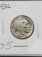 1936 Buffalo Nickel Rim Ding On Back