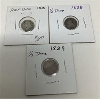 3 Bust & Seated Liberty Half Dimes.