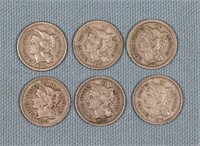 (6) Three Cent Nickels