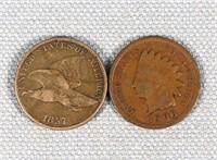 1857 Flying Eagle Cent, 1906 Indian Cent