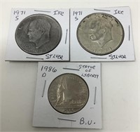 1971-S Eisenhower Dollars, 1986 Commemorative.