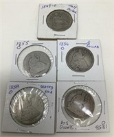 5 Seated Liberty Half Dollars.