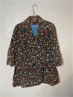 Vintage Corduroy Floral Set Skirt Jacket