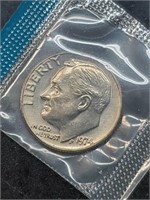 Uncirculated 1974 Roosevelt Dime In Mint Cello