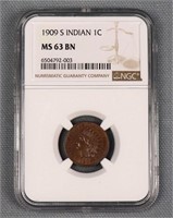 1909-S Indian Cent, NGC MS-63 BN