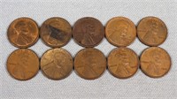 (10) 1909 VDB Lincoln Cents