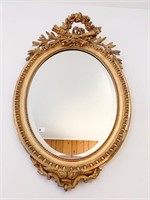 OVAL GESSO BEVELED MIRROR 43" X 27.5" FEW MIRROR