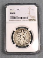 1921-D Liberty Walker Half Dollar, NGC VG-10