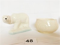 BELLEEK BROWN MARK BEAR 3" H AND 2" H BROWN MARK