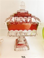 CRANBERRY CANDY DISH 10" H