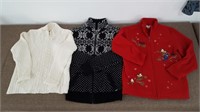 Ladies Zip-Up Sweaters, Beaded/Pattern/Embroidered