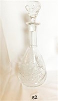 CRYSTAL ETCHED DECANTER W/ STOPPER 13" H