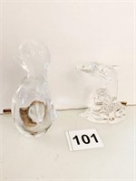 PENGUIN AND DOLPHIN CRYSTAL FIGURES 3" H