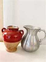 PEWTER PITCHER AND VASE