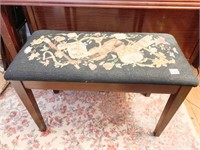 NEEDLEPOINTED SEAT PIANO BENCH