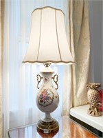 PORCELAIN LAMP 34" H HAND PAINTED