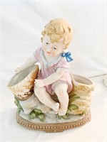 BISQUE GIRL WITH BASKET 11.5" H X 8.5" W