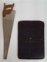 Mini Saw (Sharp!) & Vintage Leather Card Holder