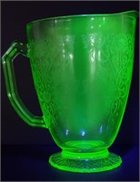 WOW!1932-35 Uranium Glass Pitcher, Florentine No.2