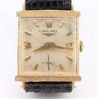 14K Gold Square Longines 17J Swiss Wristwatch