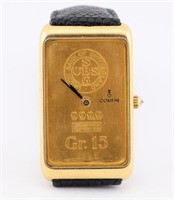 18K Gold Corum Gr. 15 UBS SBG Gold Bar Wristwatch