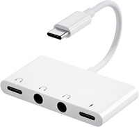USB to Headphone Audio Splitter -White