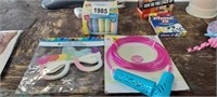 LOT OF TOYS NEW, CHALK, JUMP ROPE, PARTY GLASSES