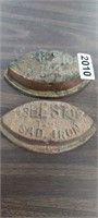 (2) Antique Asbestos Brand Sad Iron Core (1880-19)