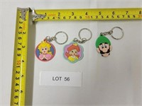 3 Super Mario KeyChains Luigi Peach Etc