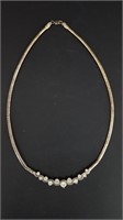 Vintage CI 925 Silver Choker Necklace, Stones