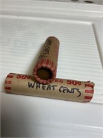 Two rolls, wheat pennies