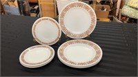 3 Vintage Pyrex Copper Filigree Dinner Plates and