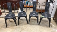 4 Vintage Style Metal Black Chairs
