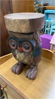Solid Wood Carved Owl Plant Stand/Accent Table
