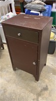 Vintage Brown Metal Medical Cabinet with One