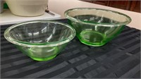 Set of Two Uranium Vaseline Glass Green Mixing