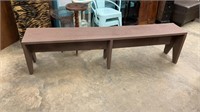 Long Brown Painted Wooden Primitive Style Bench