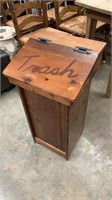 Handmade Wooden Lift Top Trash Can with
