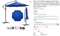 Blissun 10' Offset Umbrella Solar LED