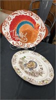 Two Large Turkey Serving Platters for Thanksgiving