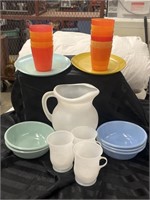 Assorted Plasticware and Plates, Kool-aid Pitcher