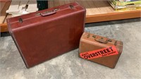 Large Vintage Hard Suitcase and Small Suitcase