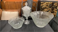 Large Punch Bowl with Matching Small Bowl and