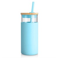 Tronco Glass Tumbler, Sky Blue, with Silicone Tip