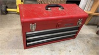 Craftsman Red Metal Toolbox with Tools Inside.