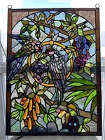 BEAUTIFUL stained glass window w/ birds approx